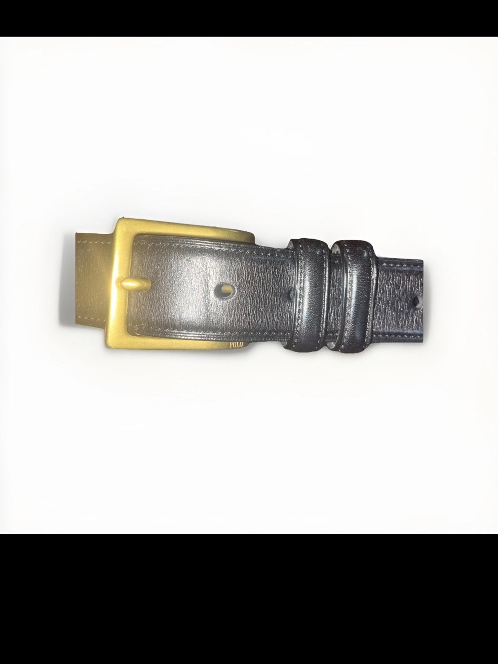 Polo Ralph Lauren Black Leather Belt Size 32 Brass Buckle Classic - Picture 2 of 3